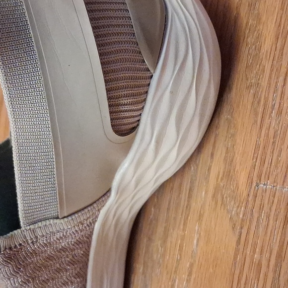 You By Skechers Women's Knit Lace-Up Slip-On Sneakers in Sparkly Taupe and White - Picture 7 of 16